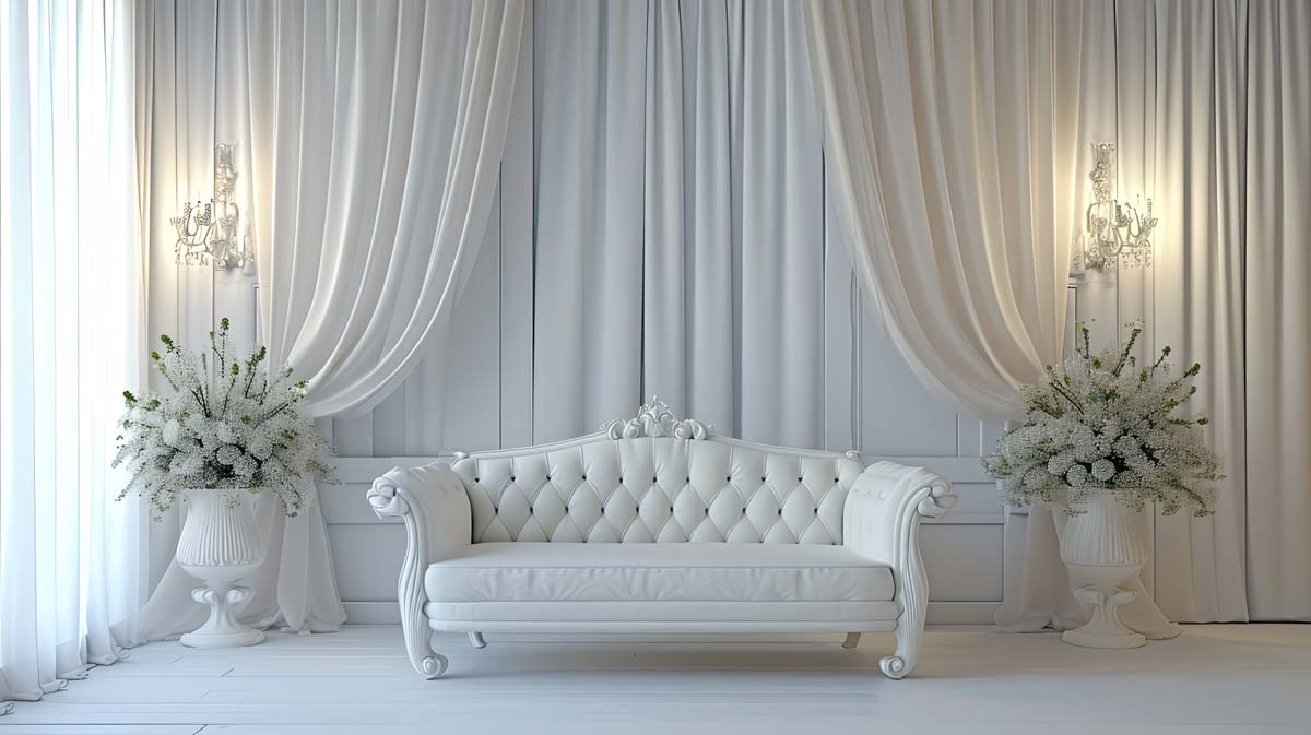 Customized drapery cleaning in a stylish room featuring beautiful curtains, showcasing a clean and inviting space.